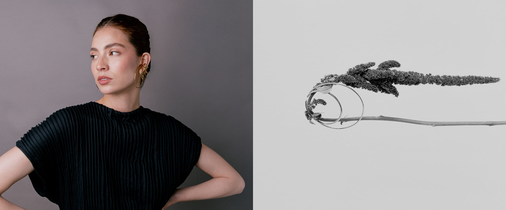 woman wearing a lot of ear cuffs
